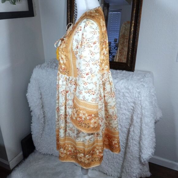 YELLOW FLORAL BOHO-INSPIRED DRESS SZ.S & L AVAILABLE NWOT - Picture 5 of 7